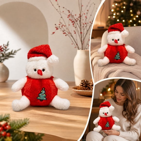 Christmas Sitting Reindeer Shelf Sitter Decor,Christmas Decoration Plush Stuffed Animals,Cute Snowman Santa Hat Figure for Tabletop Shelf, Soft Holiday Ornament Home Decor Gift