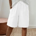 thumbnail image 2 of Oksale Plus Size Womens Bermuda Shorts Elastic High Waisted Drawstring Beach Shorts with Pockets Loose Solid Color Wide Leg Shorts for Going Out White S, 2 of 9