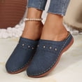 thumbnail image 2 of Sabots pour Femmes Mules à Enfiler Bout Fermé Sabot Ajouré Respirant Confortable Mule à Talon Compensé Bleu Foncé, 2 of 9