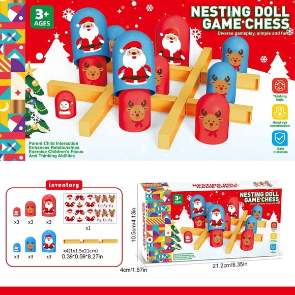 Popular Tabletop Games for Kids Christmas Edition Board Games New Tac Toe Board Games Head Games Family Games Toys for Children 38 (1pcs)