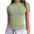 thumbnail image 1 of Yuyuzo Hauts de Sortie pour Femmes T-Shirts à Manches Courtes Col Ras du Cou Extensibles Ajustés T-Shirts Basiques Haut, 1 of 7