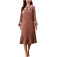 thumbnail image 1 of Timegard Sleepshirts for Women Button Round Neck Long Sleeve Nightgowns Lace Ruffle Fall Winter Sleepdress, 1 of 6