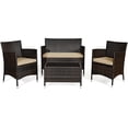 thumbnail image 4 of Costway 4PCS Rattan Patio Furniture Set Cushioned Sofa Chair Coffee Table Garden, 4 of 9