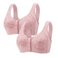 thumbnail image 1 of Plus Size Bras Front Closure Non-Restrictive Fit Bra Plus Size With Wireless No Padding​​ Brassiere Femme Pink 105B, 1 of 3