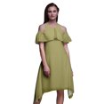 thumbnail image 1 of Bimba Robe Chic à Épaules Dénudées Imprimé Feuilles Vertes pour Femmes Tunique d'Été - TTG, 1 of 6