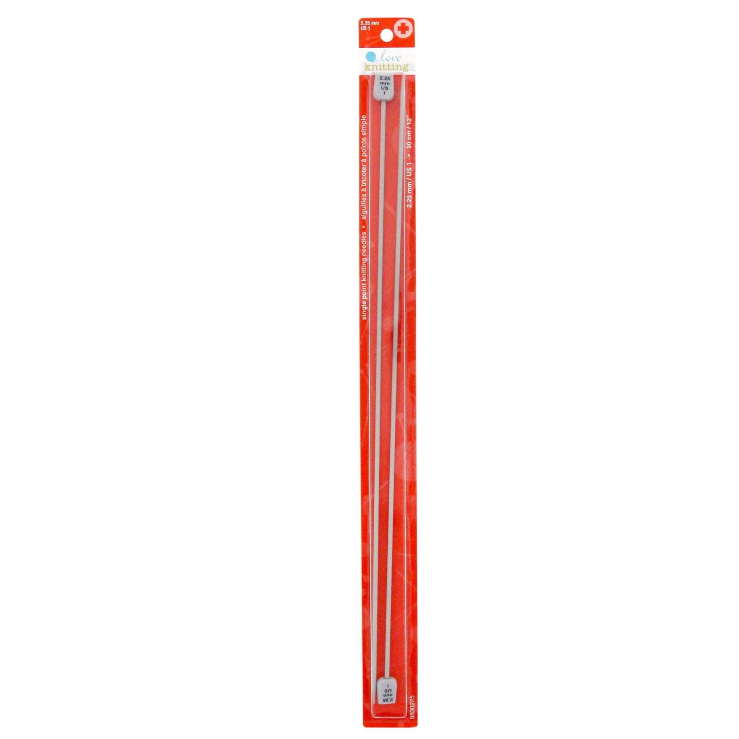 LOVE KNITTING Single-Point Knitting Needles 30.5 cm (12 in), 30 cm (11.8 in), 2.3 mm (0.09 in)