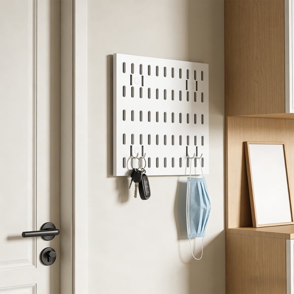 No Punch Pegboard Wall Mount | Multi-Functional Drains Basket & Storage Rack | Adhesive Mount Organizer for Kitchen, Bathroom & Office | Space Saving Tool & Utensil Holder