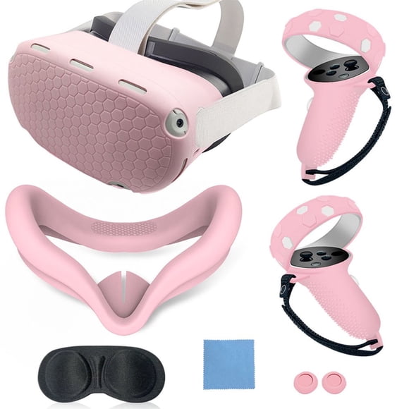DEBGFS Casque VR Noir Lunettes VR avec Poignée Accessoires VR Haut de Gamme en Silicone Blanc, Rose