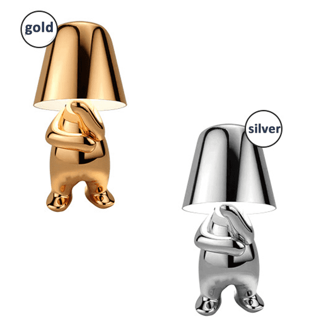 Lampe de Table à Commande Tactile pour Chevet Golden Man Statue, Lampe de Table à DEL Rechargeable par USB, Variateur à 3 Vitesses, pour la Maison, le Salon et le Bureau, Lampe de Table Décorative. (2 Pcs)