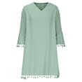 thumbnail image 4 of Ovzne Robes d'Été pour Femmes 2025 Robe pour Femme Mode Féminine Aguichant Col en V Manches 3/4 Robes à Franges Unies Robe de Printemps Liquidation, 4 of 6