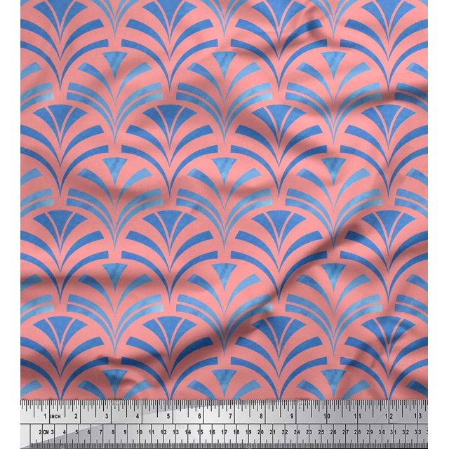 Soimoi Cotton Duck Fabric Scales Geometric Printed Fabric 1 Yard 56 Inch Wide