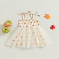 thumbnail image 3 of Robe d'Halloween pour Bébé Fille Imprimé Citrouille Sans Manches en Tulle Robe Trapèze, 3 of 7