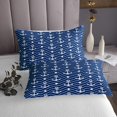 thumbnail image 3 of Erosebridal Nautical Anchor Print Coverlet Set Queen, Navy Blue Geometric Wave Stripes Bedding Set 3 Pieces, 3 of 5