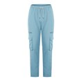 thumbnail image 4 of AherBiu Cargo Pants For Men Drawstring Elastic Waisted Straight Leg Swaetpants With Multi Pockets Casual Athletic Workout Trousers, 4 of 6