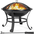thumbnail image 3 of Yaheetech Foyer Extérieur Rond de 22 Pouces avec Couvercle à Écran en Maille, Tisonnier, Grille à Bûches pour Patio, BBQ, Camping, Feu de Camp, 3 of 9