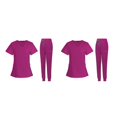 thumbnail image 4 of Maytalsory Stylish Women s Scrub Set Nurse V-Neckline Machine Washable Short Sleeves Suit Rose Red M 2Set, 4 of 6
