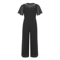 thumbnail image 3 of Kvysinly Kids Flower Girls Sparkly Wide Leg Jumpsuits Rhinestone Round Collar Short Sleeve Rompers Pants Black 8, 3 of 6
