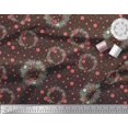 thumbnail image 2 of Soimoi Brown Modal Satin Fabric Wreath & Dots Print Sewing Fabric Yard 42 Inch Wide, 2 of 5
