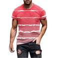 thumbnail image 2 of Qertyioot Liquidation T-Shirt à Manches Courtes pour Hommes Col Rond Rayé Imprimé Entraînement Physique Sports, 2 of 5