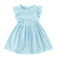 thumbnail image 2 of TopLLC Robe à Manches Courtes Col Rond Imprimé Floral pour Filles avec Manches Volantes Jupe Plissée pour Filles Été Jupe pour Enfants Robe Fille, 2 of 3