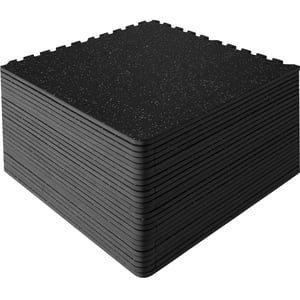 KFFKFF 25 PCS Tapis de sol de 1/2 pouce épais, 24" x 24" EVA Mousse & Tapis d'entraînement en caoutchouc de haut enroulant avec 100 Couverture de pi2, Puzzle d'exercice imperméable pour salle de gym, Maison, Garage, Baseme