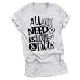 thumbnail image 1 of RKSTN Hauts pour Femmes Saint-Valentin Cœur d'Amour Lettres Imprimées Mode Blouse Confortable Hauts Tempérament Couleur Unie Col Rond Manches Courtes Hauts, 1 of 5