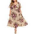 thumbnail image 2 of CHUANK Robes Maxi d'Été Grande Taille pour Invitée de Mariage Robe en Dentelle à Empiècements Épaules Dénudées Longues Robes Manches Courtes, 2 of 7