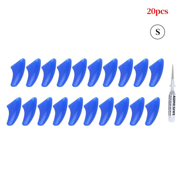 20 Pcs/ensemble Couvre-Griffes pour Animaux, Capuchon en Résine pour Griffes, Capuchon de Protection en Résine pour Griffes, Couvre-Griffes de Manucure avec Colle, Fournitures pour Animaux, Bleu, P