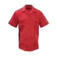 thumbnail image 1 of Gravity Threads Chemise d'Été Guayabera pour Homme - Rouge - Très Grand, 1 of 2