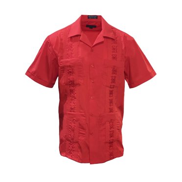Gravity Threads Chemise d'Été Guayabera pour Homme - Rouge - 2X-très Grand