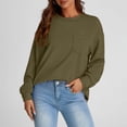 thumbnail image 2 of Chandail en Molleton Ultra Doux Texturé pour Femmes Col Rond Manches Longues Tuniques Blouses avec Poches Confort Décontracté Athlétique Chandail Blouses Tenues Automne Hiver, 2 of 7