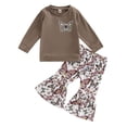 thumbnail image 1 of Hiiyo Girls Butterfly Print Long Sleeve T-Shirt Flared Pants Outfits 2Pcs Clothes Set, 1 of 3