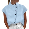 thumbnail image 1 of Birdeem Chemise Décontractée d'Été pour Femme, Ample, à Boutons, en Coton et Lin, Col Montant, 1 of 6