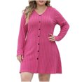 thumbnail image 1 of AherBiu Cardigan pour Femmes, Robe Courte Côtelée en Tricot à Boutons, Manches Longues, Automne, Basique, Superposition, Cardigans, 1 of 3