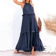 thumbnail image 4 of Plus Size Dresses Sleeveless Maxi Dress Casual Flowy Ruffle Elegant Solid Sundress Blue M, 4 of 5