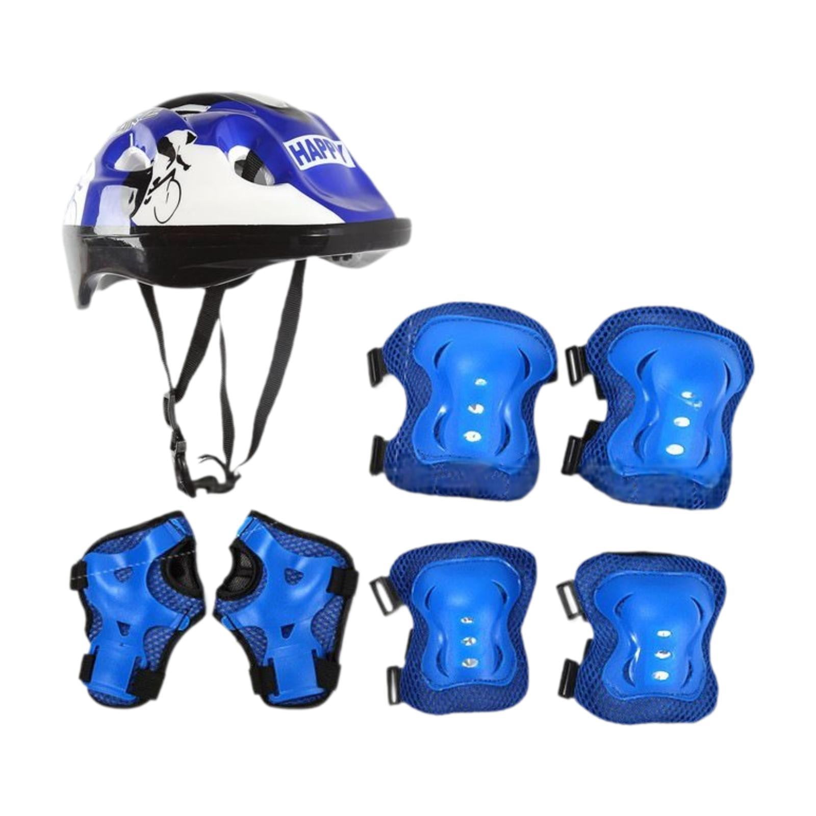 Kit Protection 7 Pièces Enfant – Casque + Genouillères + Coudières + Protège-poignets, Réglable Pour 4-8 Ans (53-55 Cm)