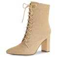 thumbnail image 1 of Unique Bargains Bottines à Paillettes à Talon Bloc à Bout Pointu pour Femmes, 1 of 7