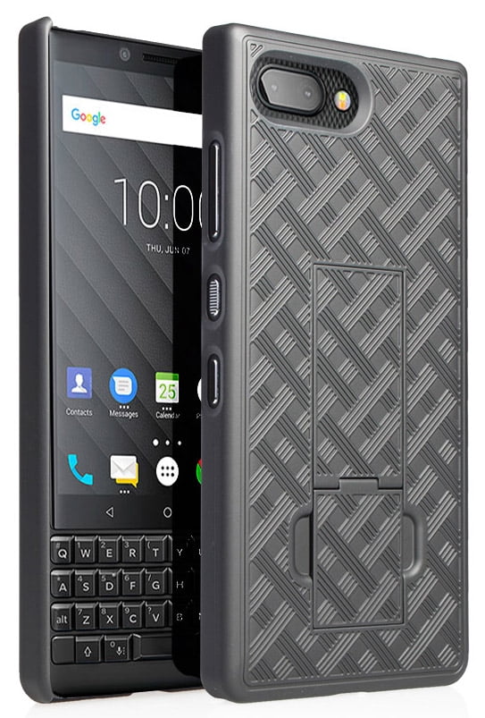 Case for BlackBerry Key2, Nakedcellphone Black Kickstand Cover Slim Hard Shell Stand for BlackBerry KEY2 Phone, Key 2 (BBF100-1, BBF100-6)