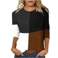 thumbnail image 1 of IROINID Rabais T-Shirts pour Femmes à Manches 3/4 Imprimés T-shirt Ample Blouse Mi-Longue Col Rond Hauts de Détente, Kaki, 1 of 4