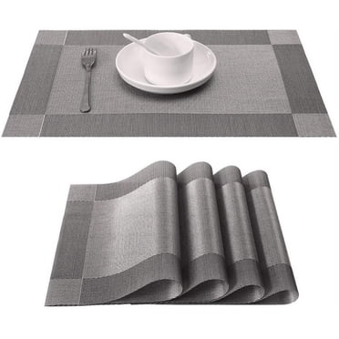 Napperon, Ensemble de 6 Napperons Antidérapants Lavables en PVC Résistants à l'Usure et à la Chaleur pour Maison restaurant table à Manger Argent