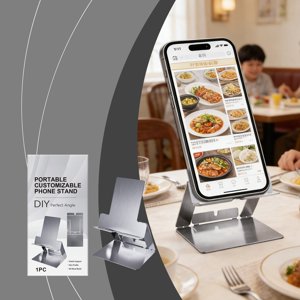 Portable Phone Stand, Xinsrenus Adjustable Desktop Phone Holder, Lightweight Travel Stand For Office Drama Watching