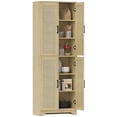 thumbnail image 1 of HOMCOM Kitchen Pantry with 4 Rattan Doors and Adjustable Shelves, Oak, 1 of 10