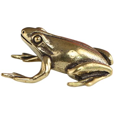 MOVTOTOP Golden Brass Frog Figurine for Home Decoration Small Size Great Gift Idea 2.5 x 1.8 x 1.8 Inches