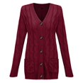 thumbnail image 5 of Pull Hiver Cardigan Manches Longues Boutonnage Ouvert sur le devant avec Poche, 5 of 5