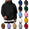 thumbnail image 1 of Yuyuzo Chandails à Capuche pour Hommes Décontractés à Cordon, Chandail à Enfiler en Coton, Chandails à Capuche, Couleur Unie, Manches Longues, 1 of 6