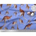 thumbnail image 3 of Soimoi Blue Rayon Fabric Kangaroo & Giraffe Animal Printed Fabric 1 Yard 42 Inch Wide, 3 of 3