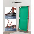 thumbnail image 3 of KFFKFF Folding Pool Table, 4.5 ft Portable Billiards Tables, Foldable Space-Saving Entertainment Game Set Includes Ball, Cue, Rack, Chalk, Brush, Brown with Bule Cloth, 3 of 9