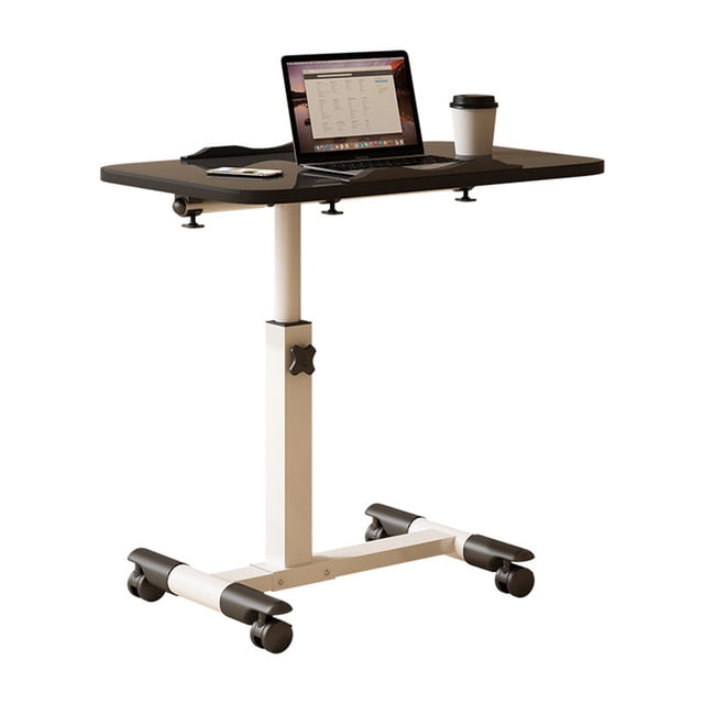 Overbed Bedside Table with Wheels, Adjustable Height Over The Bed Table, Mobile Hospital Bedside Table with Tilting Desktop
