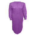 thumbnail image 3 of Robe Tricotée à Manches Longues pour Femmes Motif Crochet Unie Côtelée Robe Décontractée, 3 of 5