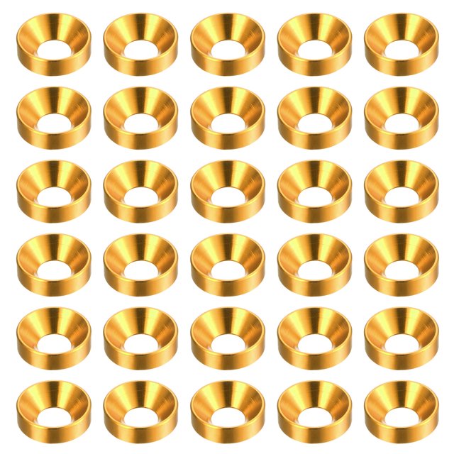 Unique Bargains Lot de 30 Rondelles à Encastrer M5 en Alliage d'Aluminium Anodisé pour Finition, Doré